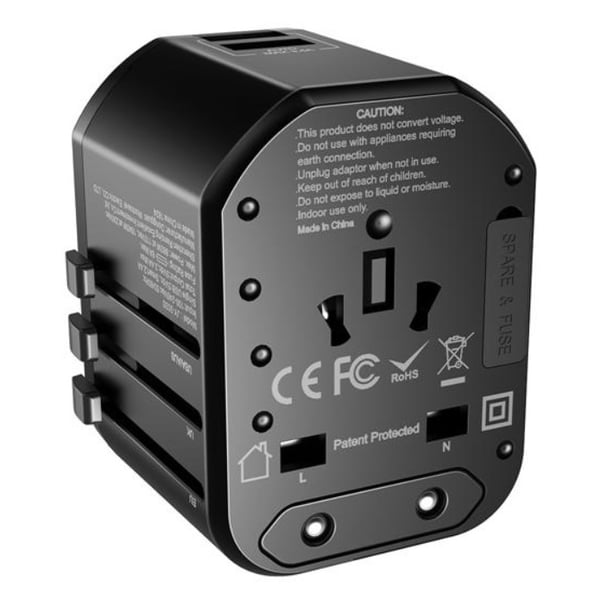 Rock 5V/3A Dual USB Universal Adaptor Black Rock 5V/3A Dual USB Universal Adaptor Black