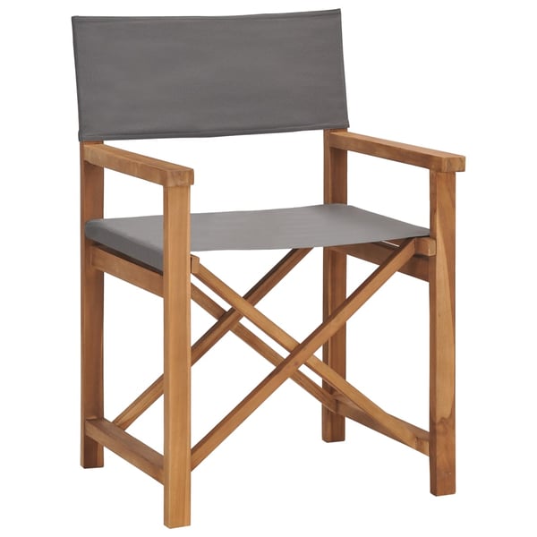 vidaXL Director's Chair Solid Teak Wood Grey
