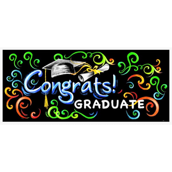 Buy Unique- Chalkboard Graduation Giant Wall Banner 1pcs 60in X 27in ...