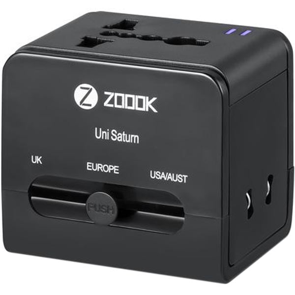 Zoook Multi-Regional Travel Adapter/2USB Ports Black Zoook Multi-Regional Travel Adapter/2USB Ports Black