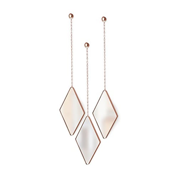 Umbra Dima Mirrors, Set Of 3, Trio Of Decorative Mirrors For Wall Décor, Apartment D Cor/Wall Art, Copper 358777-880 Umbra Dima Mirrors, Set Of 3, Trio Of Decorative Mirrors For Wall Décor, Apartment D Cor/Wall Art, Copper 358777-880