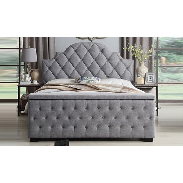 Footboard Storage Bed King without Mattress Charcoal Grey