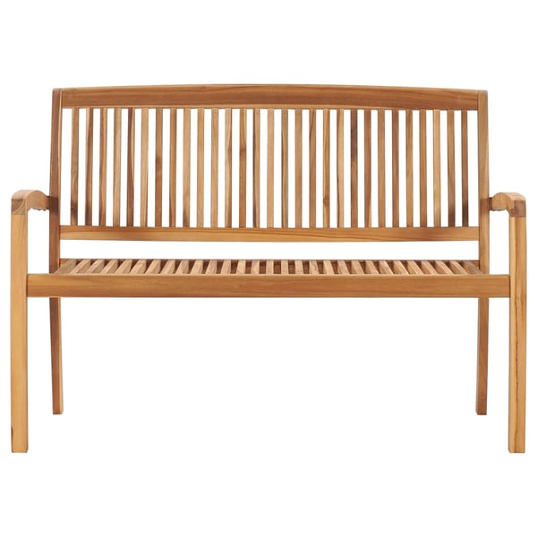 Vidaxl Stacking Garden Bench With Cushion 128.5 Cm Solid Teak Wood