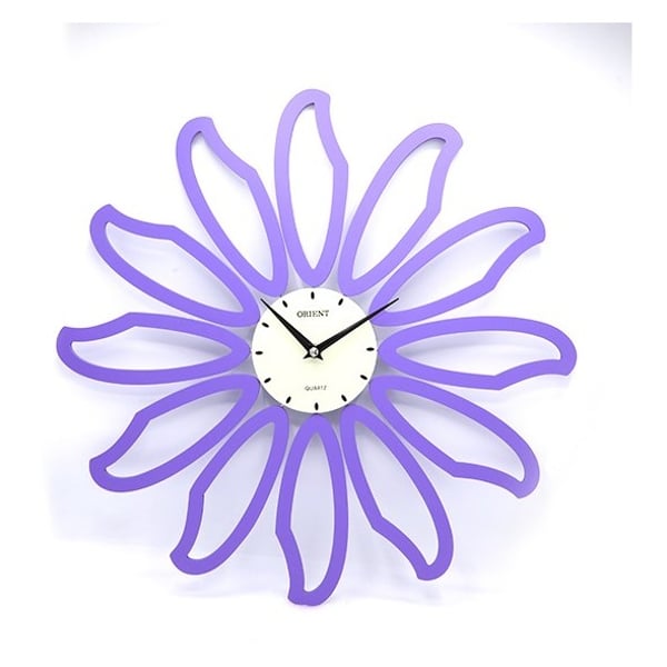 Orient Spider Flower Wooden Purple Wall Clock