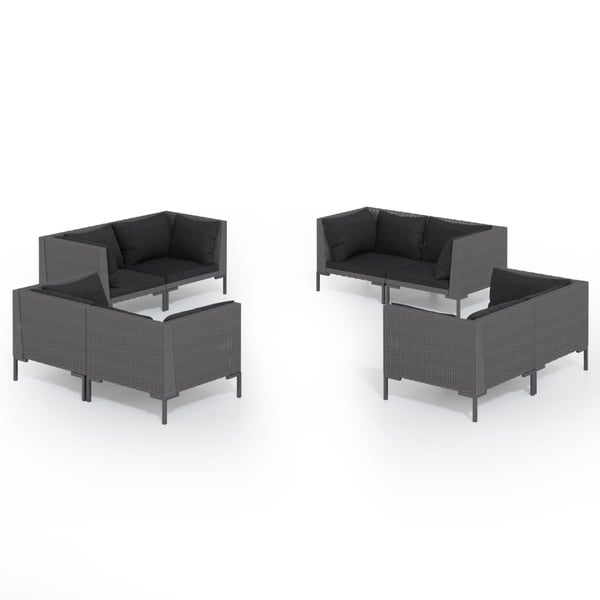 vidaXL 8 Piece Garden Lounge Set with Cushions Poly Rattan Dark Grey vidaXL 8 Piece Garden Lounge Set with Cushions Poly Rattan Dark Grey