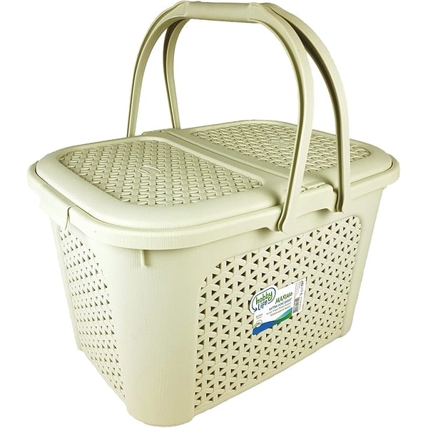 Hobby Life Rattan Design Maximo Picnic Basket 28 Litres (ivory), Storage Basket Camping Picnic Food Grocery Basket Fruit Vegetable Bins, Organizer For Home Outdoor Activities Hobby Life Rattan Design Maximo Picnic Basket 28 Litres (ivory), Storage Basket Camping Picnic Food Grocery Basket Fruit Vegetable Bins, Organizer For Home Outdoor Activities