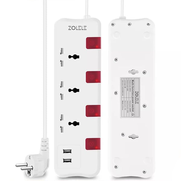 Zolele ZK101 3M Power Extension EU Plug With 3 Socket & 2 USB Charging 2400W 5V DC 2.4A - White Zolele ZK101 3M Power Extension EU Plug With 3 Socket & 2 USB Charging 2400W 5V DC 2.4A - White