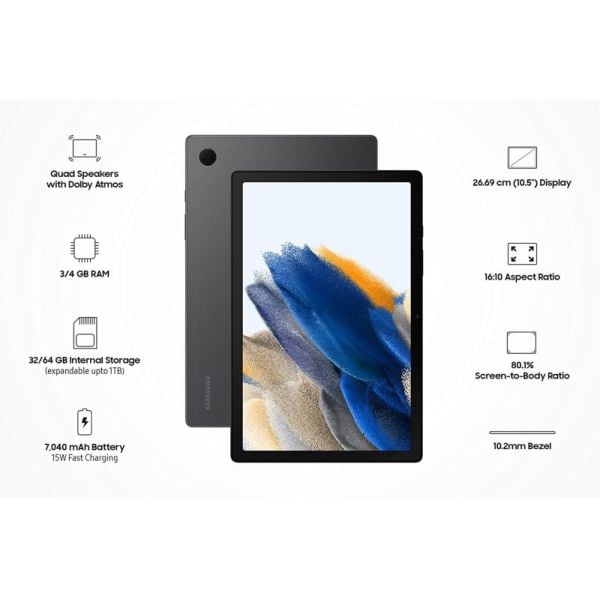Buy Samsung Galaxy Tab A8 SMX200 Tablet WiFi 32GB 3GB 10.5inch Grey Online in UAE Sharaf DG