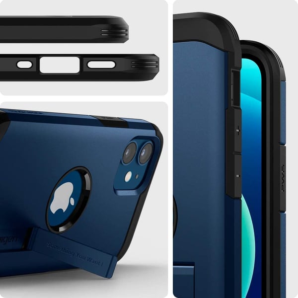 Spigen Tough Armor designed for iPhone 12 Mini case/cover with Extreme Impact Foam - Navy Blue