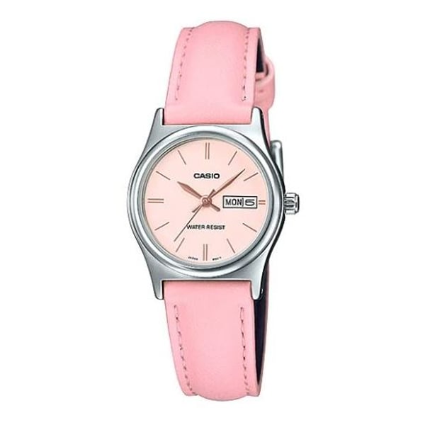 Casio LTP-V006L-4B Dress Pink Leather Analog Watch Women Casio LTP-V006L-4B Dress Pink Leather Analog Watch Women