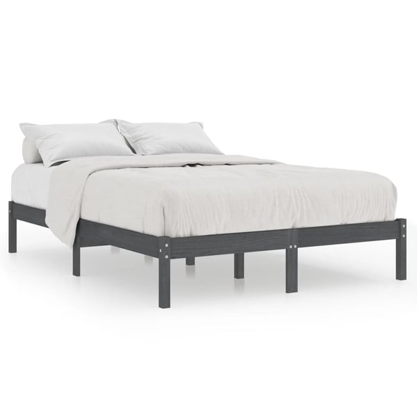 Vidaxl Bed Frame Grey Solid Wood Pine 120x200 Cm