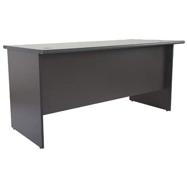Mahmayi Grigio 120 Plain Office Desk - Grey Executive Office Table with 2 Grommets for Wire Management - Round Edge Profile