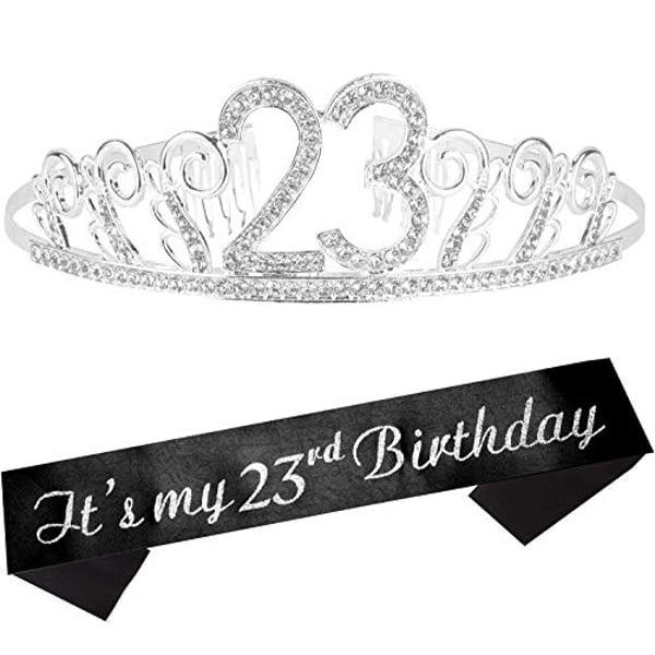 MEANT2TOBE 23Rd Birthday Gifts For Women, 23Rd Birthday Tiara And Sash, Happy 23Rd Birthday Party Supplies, It S My 23Rd Birthday Satin Sash, Birthday Crown For 23Rd Birthday Party Supplies And Decorations