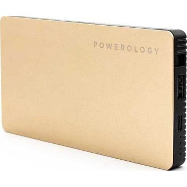 Powerology 8 in 1 Power Station 8000mAh with Built-In Cable - Gold