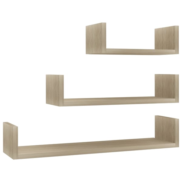vidaXL Wall Display Shelf 3 pcs Sonoma Oak Engineered Wood vidaXL Wall Display Shelf 3 pcs Sonoma Oak Engineered Wood