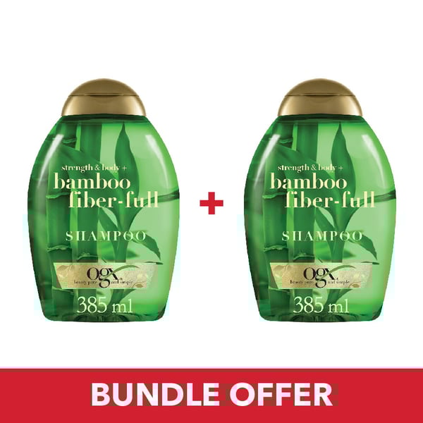 OGX Shampoo Strength & Body + Bamboo Fiber-Full 385ml - Pack of 2 Pieces (Bundle Offer)