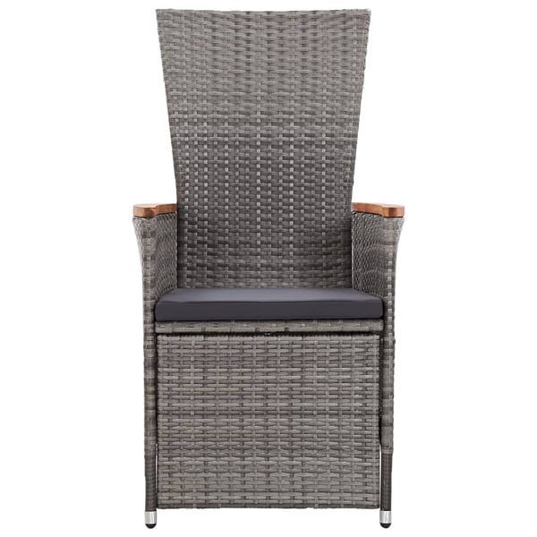 vidaXL Reclining Garden Chairs 2 pcs with Cushions Poly Rattan Grey vidaXL Reclining Garden Chairs 2 pcs with Cushions Poly Rattan Grey