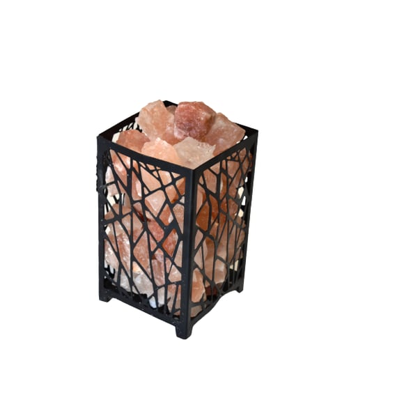 Himalayan Aura Salt Chunks in Metal Basket, 3-5KG Air Purifying Crystal Metal Basket with Salt Chunks(8''x4.5'') for home decor gifts