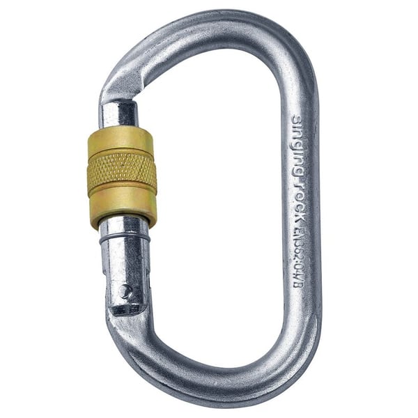 Singing Rock Oval Steel Connector, Screwgate Steel, Zinc Plated, 30kn Singing Rock Oval Steel Connector, Screwgate Steel, Zinc Plated, 30kn
