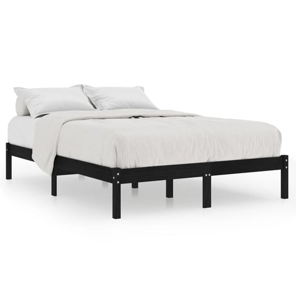 Vidaxl Bed Frame Black Solid Pinewood 180x200 Cm 6ft Super King Uk
