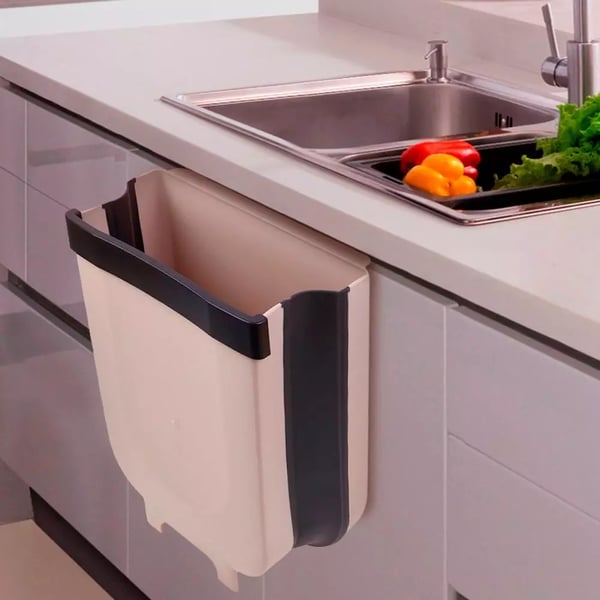 Consumix Hanging Trash Can Folded For Kitchen Cabinet Door, Collapsible Foldable Trash Bin Plastic Non-toxic Sturdy, Brown Consumix Hanging Trash Can Folded For Kitchen Cabinet Door, Collapsible Foldable Trash Bin Plastic Non-toxic Sturdy, Brown