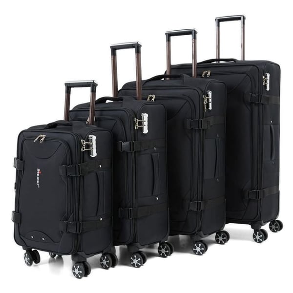 Senator Soft Spinner Trolley Luggage Bag Black 4Pc Set X244_BLK price
