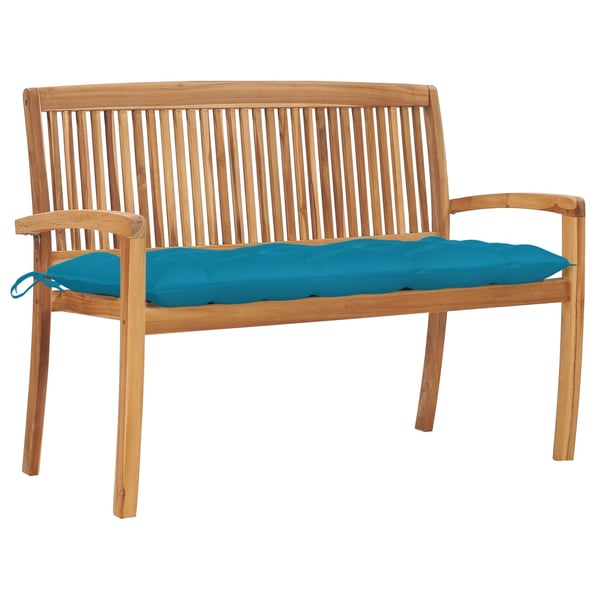 Vidaxl Stacking Garden Bench With Cushion 128.5 Cm Solid Teak Wood