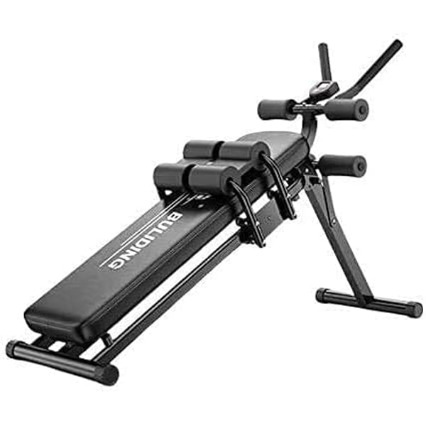 ULTIMAX Sit Up Bench, Incline Decline Bench with Resistance Bands Workout Full Body for Home Gym, Abdominal Exercise Equipment, Suitable Men and Women, Black