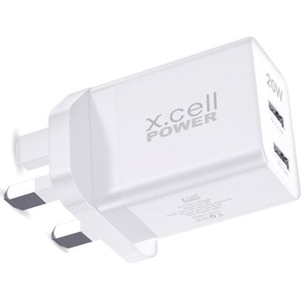 Xcell Dual Port Wall Charger White Xcell Dual Port Wall Charger White