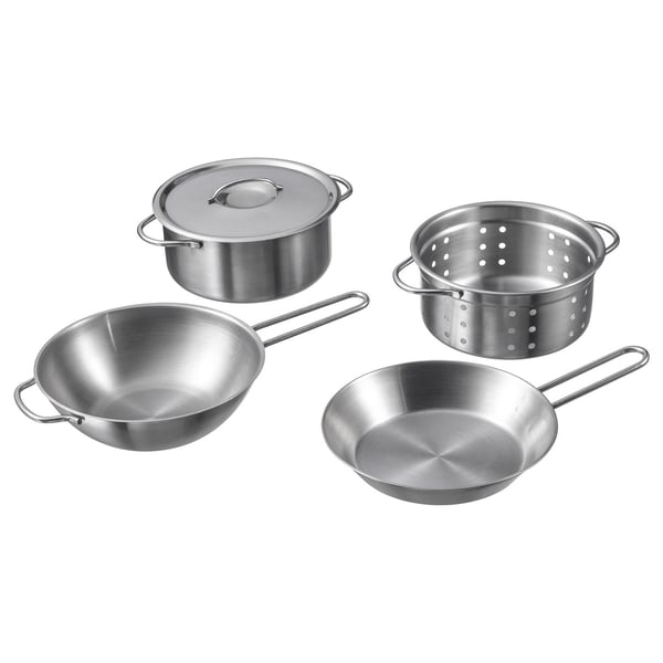 5-piece toy cookware set stainless steel colour