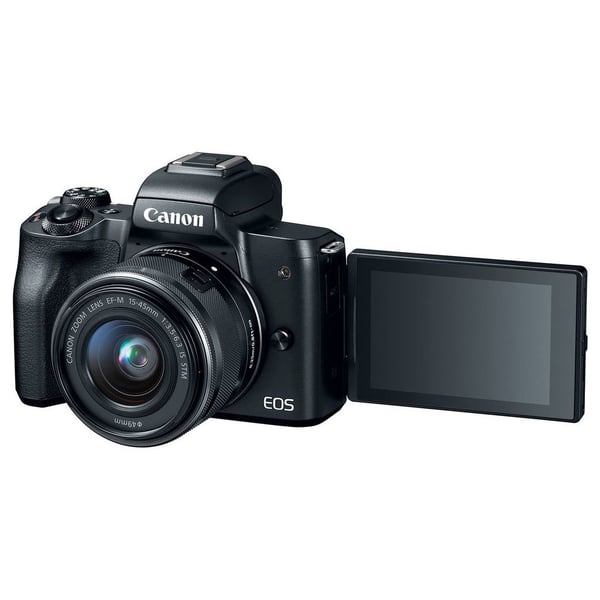 canon eos m50 mirrorless digital camera black with ef m 15 45mm f 3 5 6 3 is stm lens