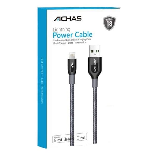 Achas Lightning Cable 1m Black Achas Lightning Cable 1m Black