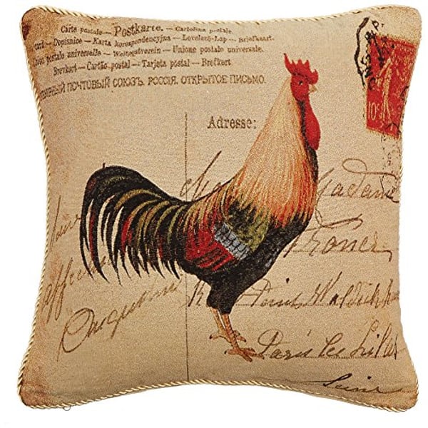 Dada Bedding Cc-15045 Glamorous Rooster Woven Cushion Cover 18 By 18-Inch Set Of 2