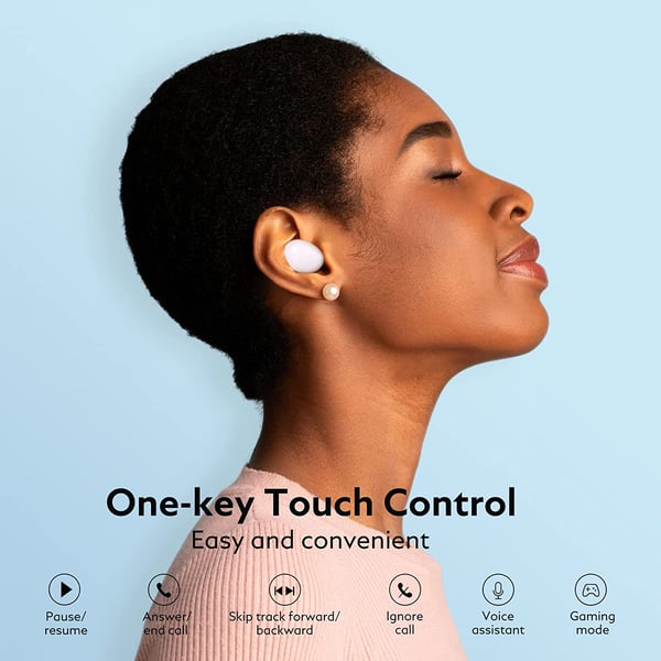 QCY T16 True Wireless Earbuds With 4 Microphone & Cvc8.0 Noise Cancelling In-ear Headphone Touch Control Ultra-low Latency Headset Bluetooth 5.2 Type-c Fast Charge - White