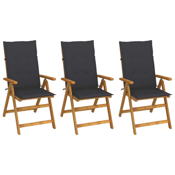 vidaXL Folding Garden Chairs 3 pcs with Cushions Solid Acacia Wood vidaXL Folding Garden Chairs 3 pcs with Cushions Solid Acacia Wood