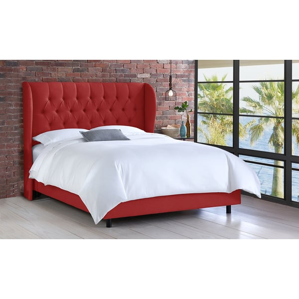 Linen upholstered clearance king bed