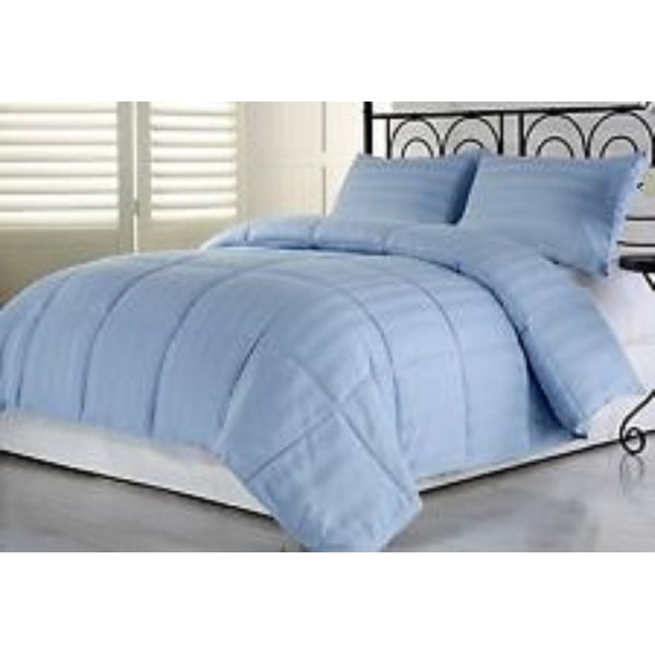 Comfy Luxury Hotel Cotton Satin Stripe 6pcs Comforter Set- Sky Blue Comfy Luxury Hotel Cotton Satin Stripe 6pcs Comforter Set- Sky Blue