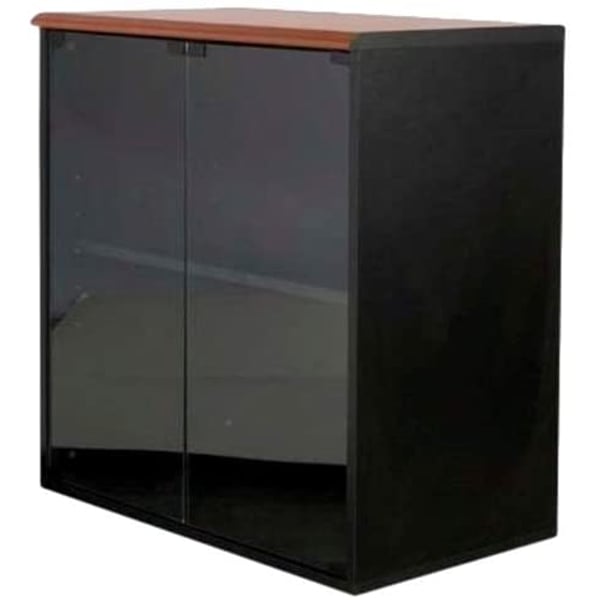 Mahmayi Silini O808 Glass Door Cabinet - Cherry/Black - Simple and Efficient Cabinet Organiser with Shelved Compartments and Glass Doors - 82cm x 80cm x 45cm Mahmayi Silini O808 Glass Door Cabinet - Cherry/Black - Simple and Efficient Cabinet Organiser with Shelved Compartments and Glass Doors - 82cm x 80cm x 45cm