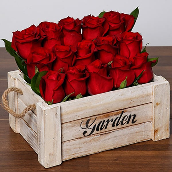 Idyllic Arrangement Of Red Roses in a Box Idyllic Arrangement Of Red Roses in a Box
