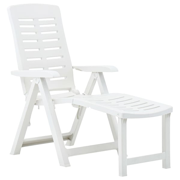 vidaXL Folding Sun Lounger Plastic White vidaXL Folding Sun Lounger Plastic White