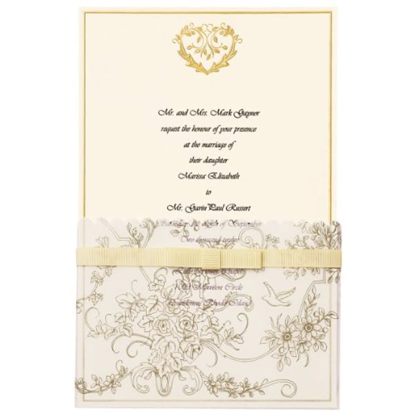 Wilton 25-Pack Wedding Toile Invitation, Gold