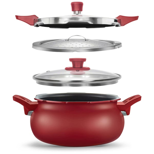Pigeon Aluminium Multipurpose Kadai Pressure Cooker 3 Litres Pigeon Aluminium Multipurpose Kadai Pressure Cooker 3 Litres