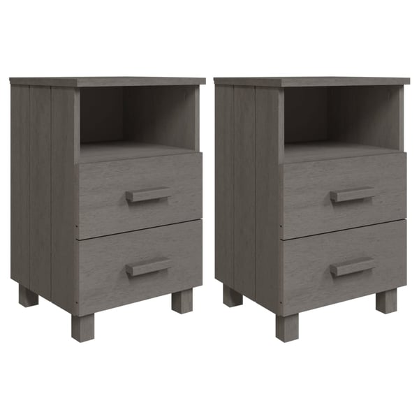 vidaXL Bedside Cabinets HAMAR 2 pcs Light Grey 40x35x62 cm Solid Wood vidaXL Bedside Cabinets HAMAR 2 pcs Light Grey 40x35x62 cm Solid Wood