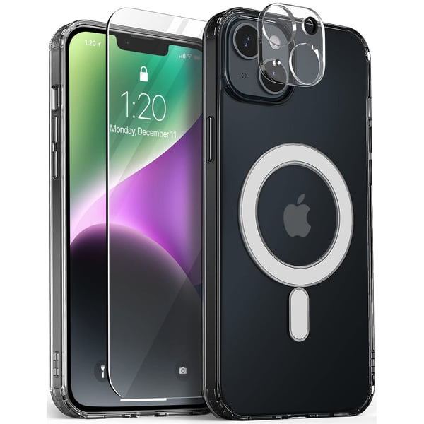 VRS Design Crystal Mixx Magnetic designed for iPhone 14 case cover compatible with MagSafe with Tempered Glass Screen Protector and Camera Lens Protector - Clear VRS Design Crystal Mixx Magnetic designed for iPhone 14 case cover compatible with MagSafe with Tempered Glass Screen Protector and Camera Lens Protector - Clear