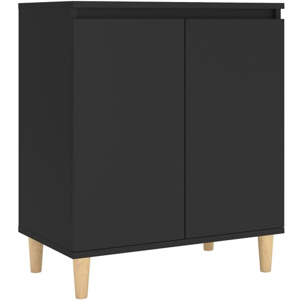 Vidaxl Sideboard With Solid Wood Legs Black 60x35x70 Cm Chipboard