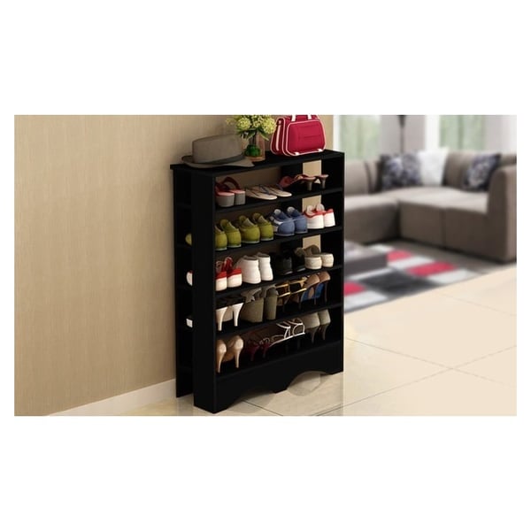 Five-Tier Wooden Shoe Rack Organiser (Black) Five-Tier Wooden Shoe Rack Organiser (Black)