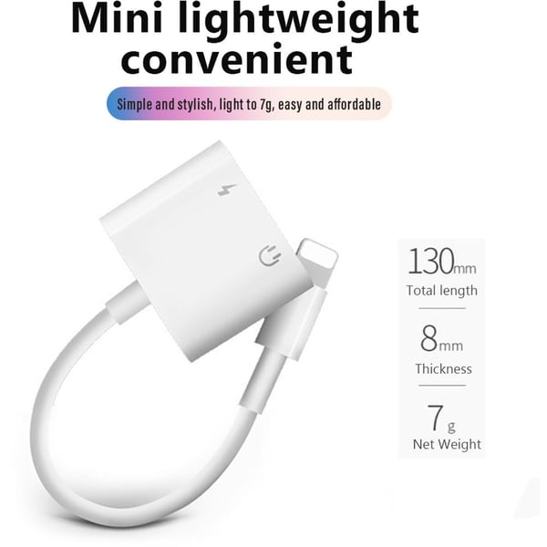 Maxguard 2 In 1 Lightning to 3.5mm Adaptor White Maxguard 2 In 1 Lightning to 3.5mm Adaptor White