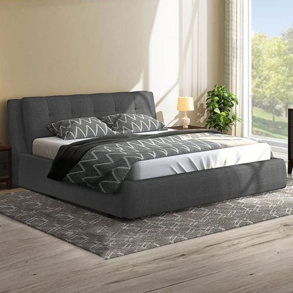 Buy Cyra Platform Bed Grey Super King Size With Spring