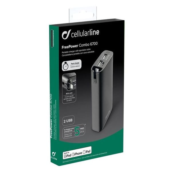 Buy Cellular Line Power Bank 6700mah Black In Dubai Sharjah Abu Dhabi Uae Price Specifications Features Sharaf Dg