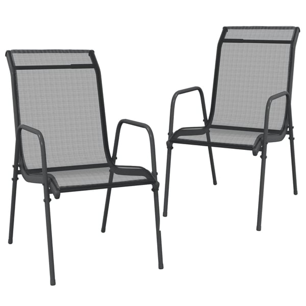 vidaXL Garden Chairs 2 pcs Steel and Textilene Black vidaXL Garden Chairs 2 pcs Steel and Textilene Black